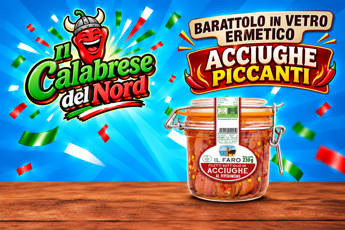 Acciughe sott'olio con vasatto in vetro con chiusura ermetica "IL FARO" vasetto da 580 gr.