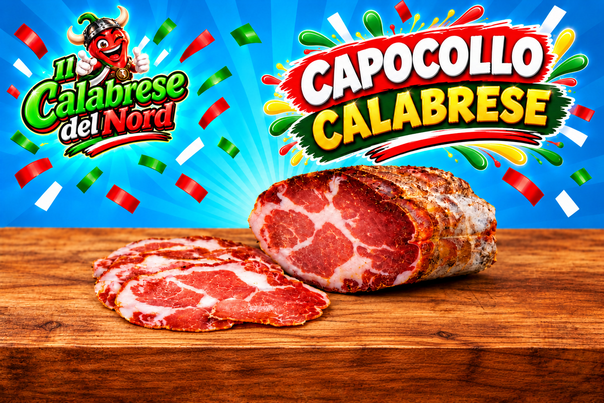Capocollo calabrese 18,2 € al Kg. — sfondo blu