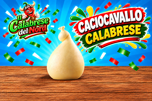 Caciocavallo calabrese 12,60 € al kg. — sfondo blu