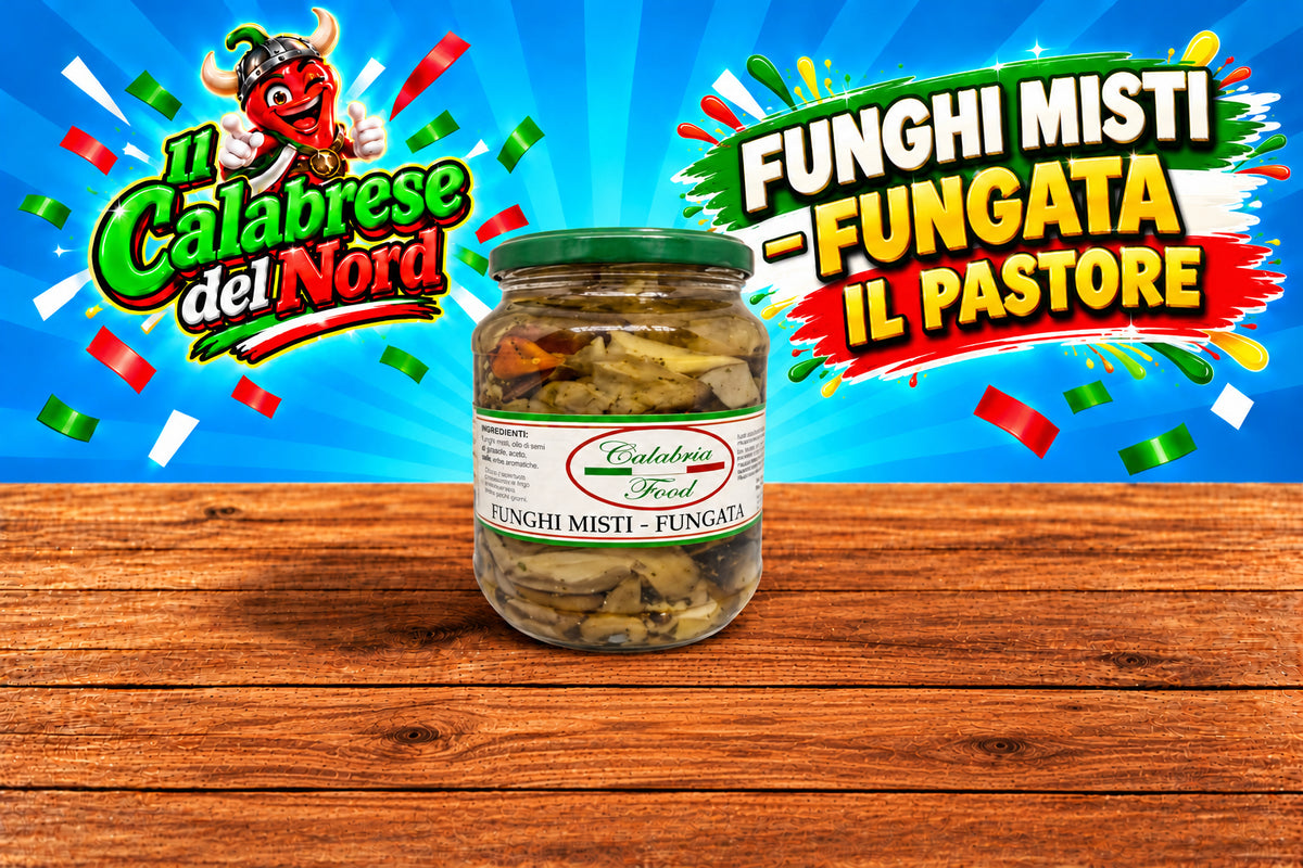 Funghi misti - Fungata vasetto da 580 "IL PASTORE" — sfondo blu