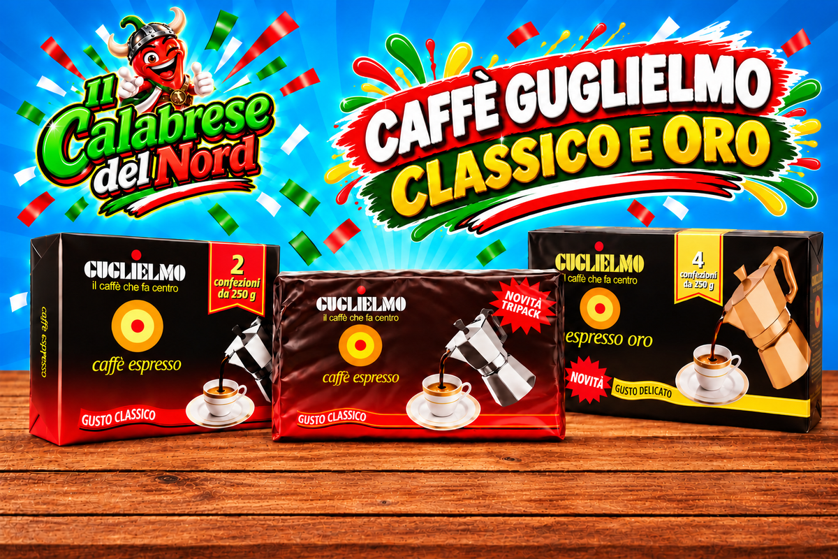 Caffe per moka "Guglielmo" gusto classico e oro — sfondo blu