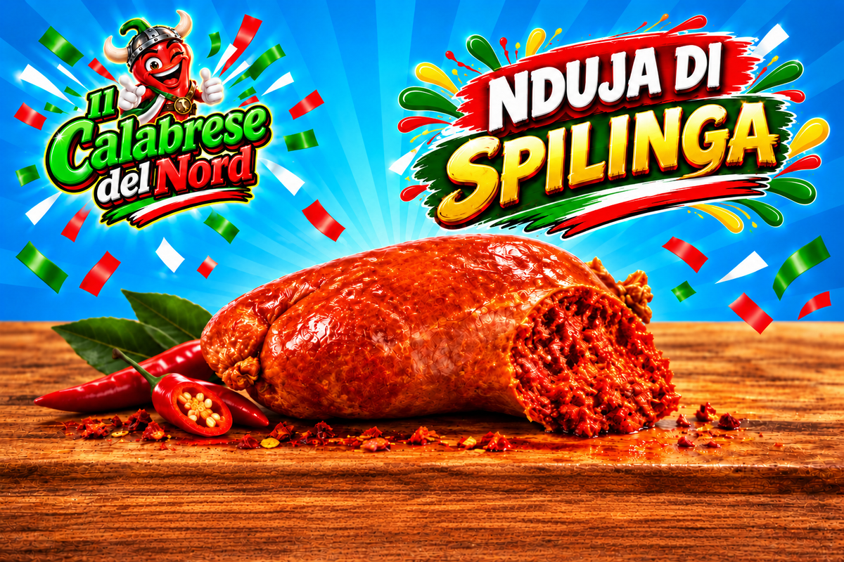 Nduja Calabrese di Spilinga 11,8 € al Kg. — Listino Privati, sfondo blu
