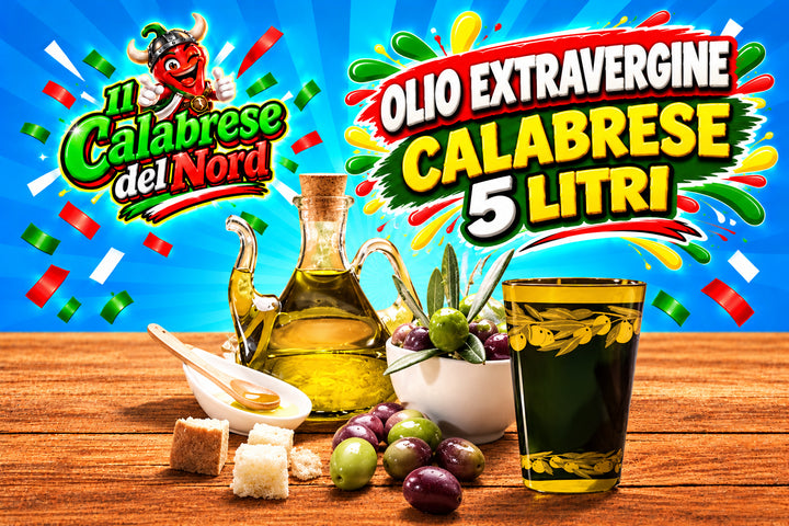 Olio d'oliva extra vergine 5 LT. "CALABRESE" — sfondo blu
