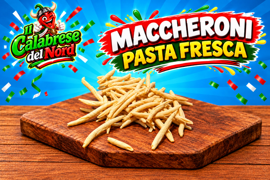 Pasta fresca MACCHERONI confezione da 500 gr. — sfondo blu