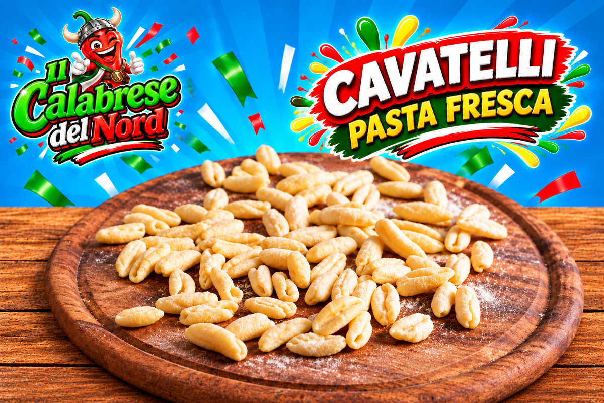 Pasta fresca CAVATELLI confezione da 500 Gr. — sfondo blu