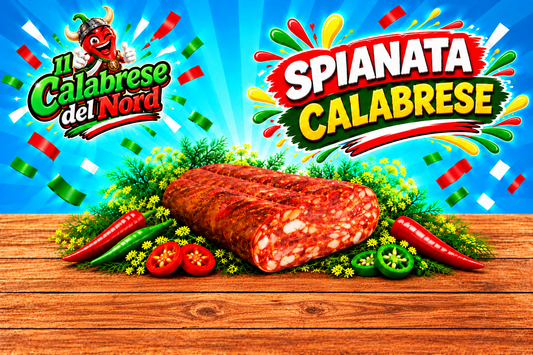 Spianata calabrese 16,4 € al kg. — sfondo blu