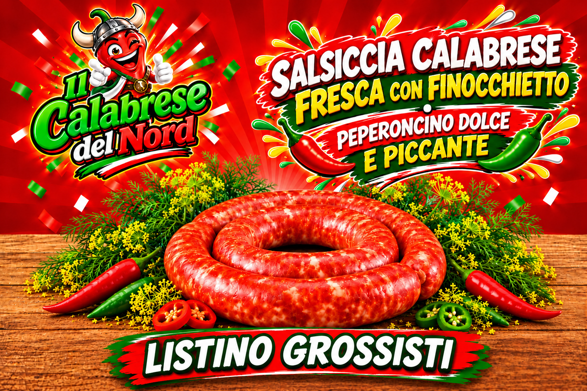 (GROSSISTI) Salsiccia Calabrese fresca CON FINOCCHIETTO 11,8 € al kg.