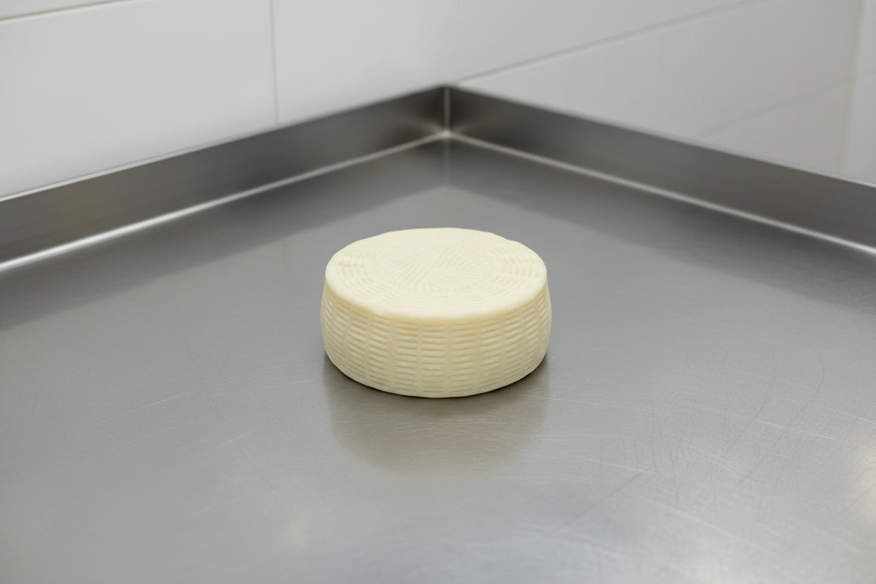 Pecorino calabrese fresco bianco 13,90 € al kg, piccante con peperoncino rosso 14,50 € e pepe nero. 14,50 € al kg.