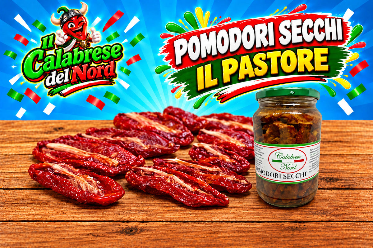 Pomodori secchi vasetto da 580 ML. "IL PASTORE" — sfondo blu