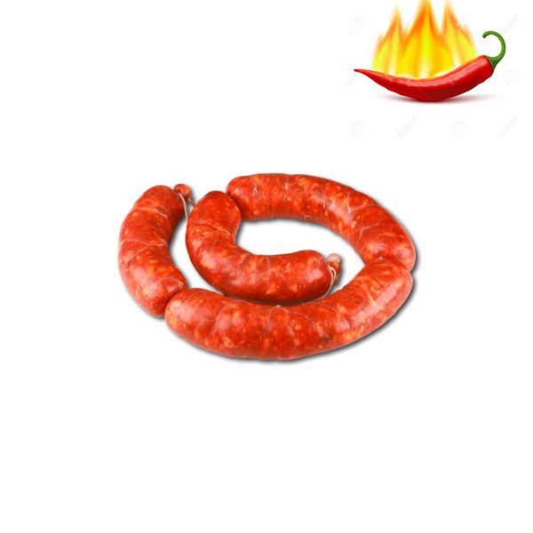 La salsiccia fresca calabrese, regina delle grigliate, ma anche piatto fantastico con patate ed alloro in padella o al forno. Insaccato in budello naturale è un prodotto genuino realizzato SOLO con carne di maiale, sale e peperoncino piccante, nel rispetto delle antiche tradizioni contadine. PICCANTE – SOTTOVUOTO IN CONFEZIONE – PESO VARIABILE 350/400 gr.