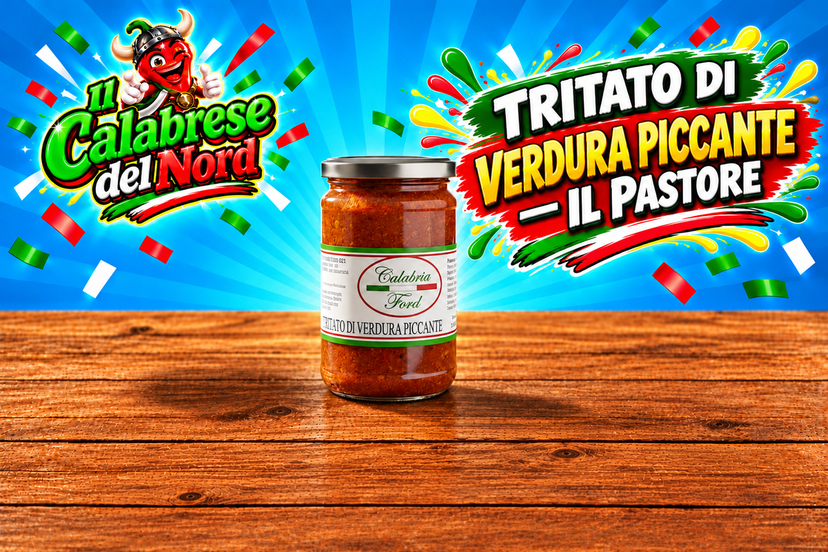 Tritato di verdura piccante vasetto da 314 ML. "IL PASTORE" — sfondo blu