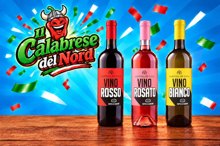 Vino in  bottiglia con tappo a corona da 75 cl.  "CANTINA DE LUCA"