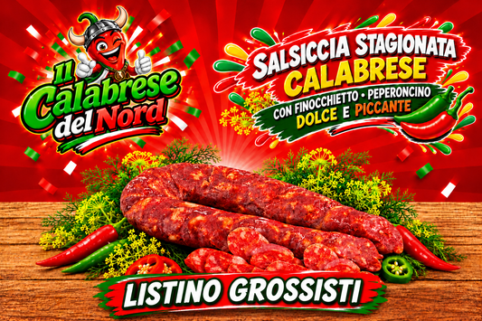 (GROSSISTI) Salsiccia stagionata calabrese CON FINOCCHIETTO 16,8 € al Kg.