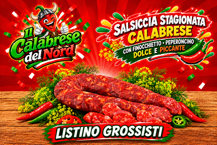 (GROSSISTI) Salsiccia stagionata calabrese CON FINOCCHIETTO 16,8 € al Kg.