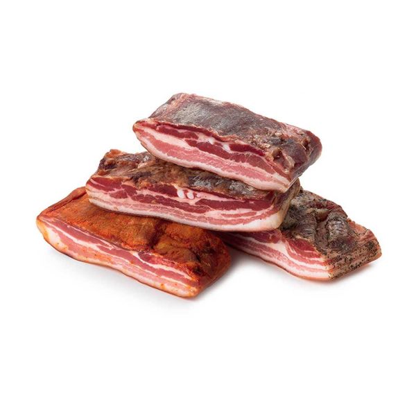 La pancetta è una tipologia di pancetta, ricavata dalla parte magra della pancia del maiale e lavorata con sale, pepe e vino cotto. Questo&nbsp;salume tipico calabrese&nbsp;mantiene la sua forma originale squadrata (non è infatti tonda com’è tipicamente la classica pancetta e si presenta con colori rossi intensi e striature bianche, che costituiscono la parte grassa e che le danno un sapore dolce e delicato.