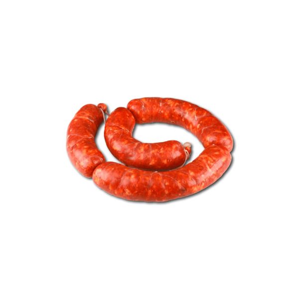 La salsiccia fresca calabrese, regina delle grigliate, ma anche piatto fantastico con patate ed alloro in padella o al forno. Insaccato in budello naturale è un prodotto genuino realizzato SOLO con carne di maiale, sale e peperoncino piccante, nel rispetto delle antiche tradizioni contadine.  DOLCE – SOTTOVUOTO IN CONFEZIONE – PESO VARIABILE 350/400 gr.