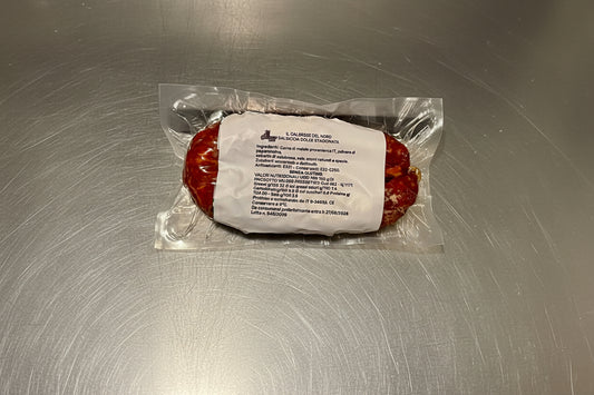 "IL CALABRESE DEL NORD" Salsiccia stagionata calabrese  15,8 € al Kg.
